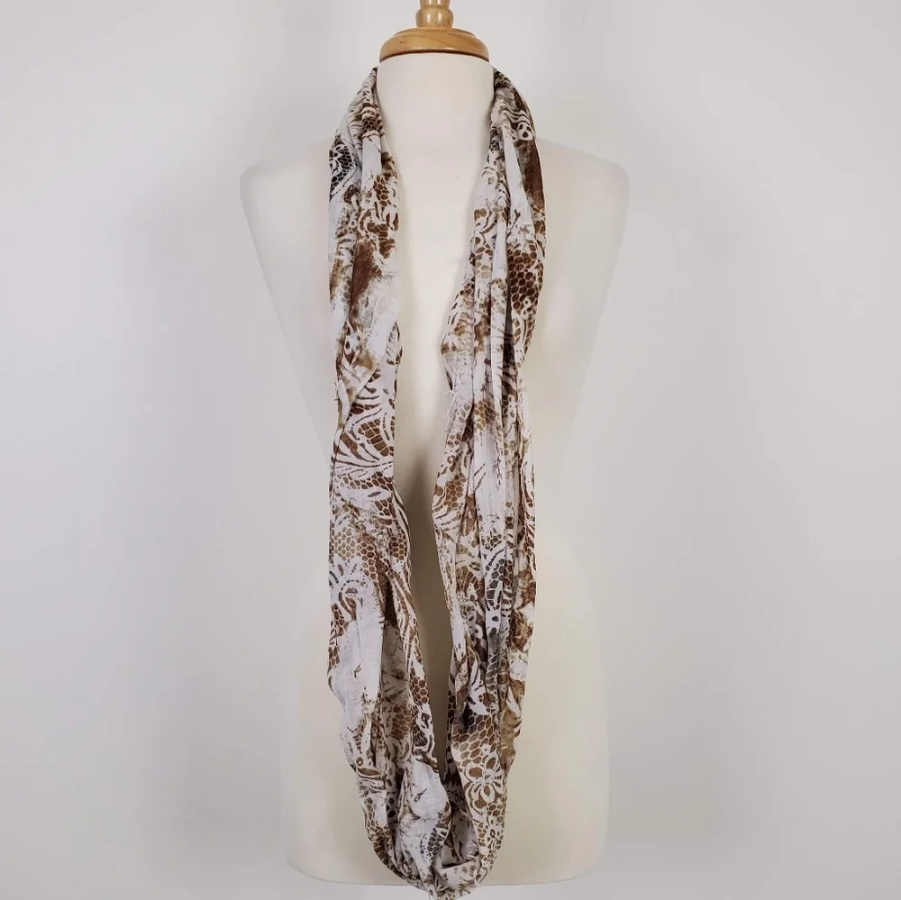Womens Animal Print Infinity Scarf‎ Long Brown/White One Size Charming Charlie
